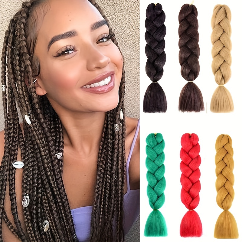 Colorful Braided Hair Synthetic Hair Super Jumbo Braid Yaki - Temu