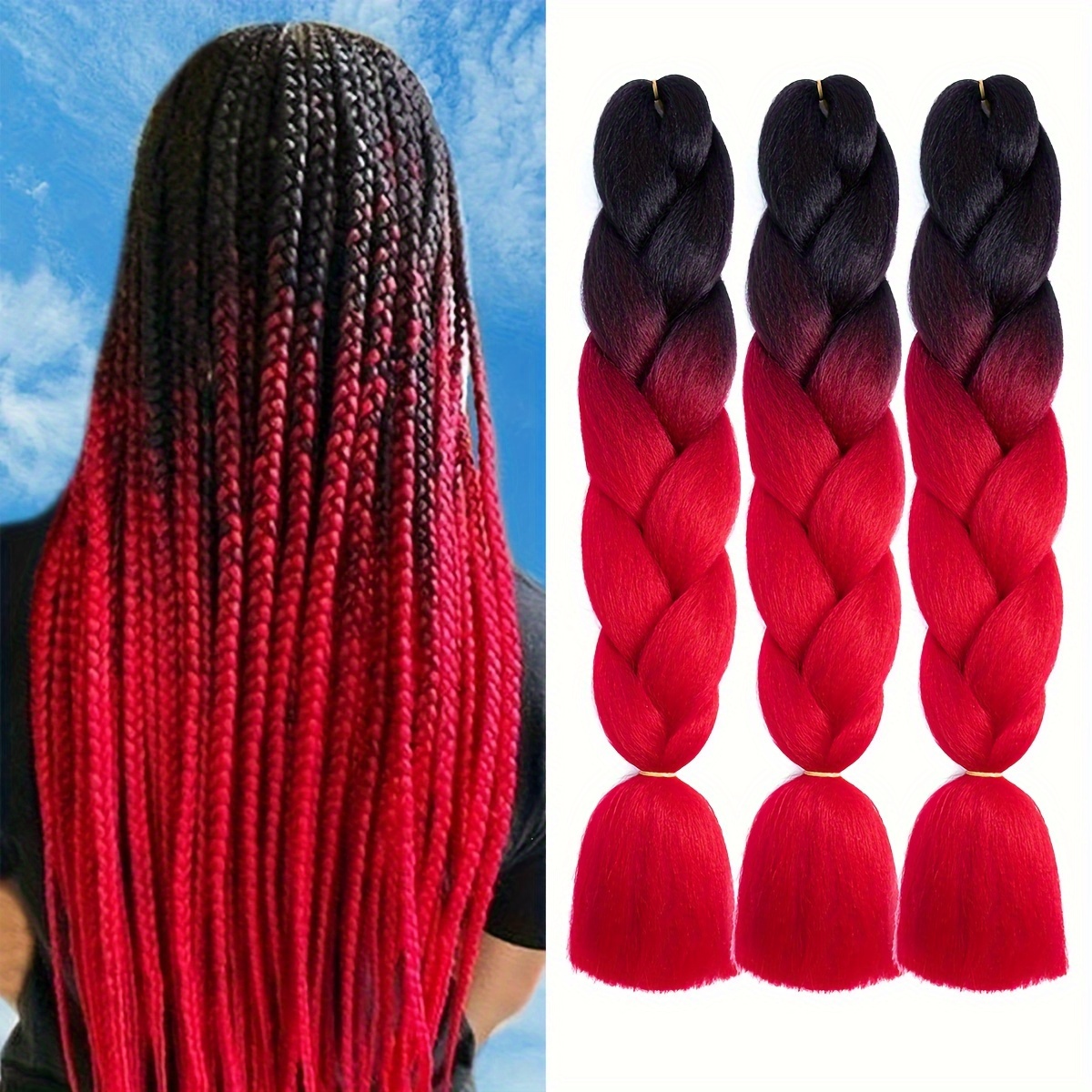 Braiding Hair Pre Stretched 26 Inch-1Pack Ombre Braiding Hair Synthetic Fiber Crochet Twist Hair Yaki Textured Pre Stretched Braiding Hair