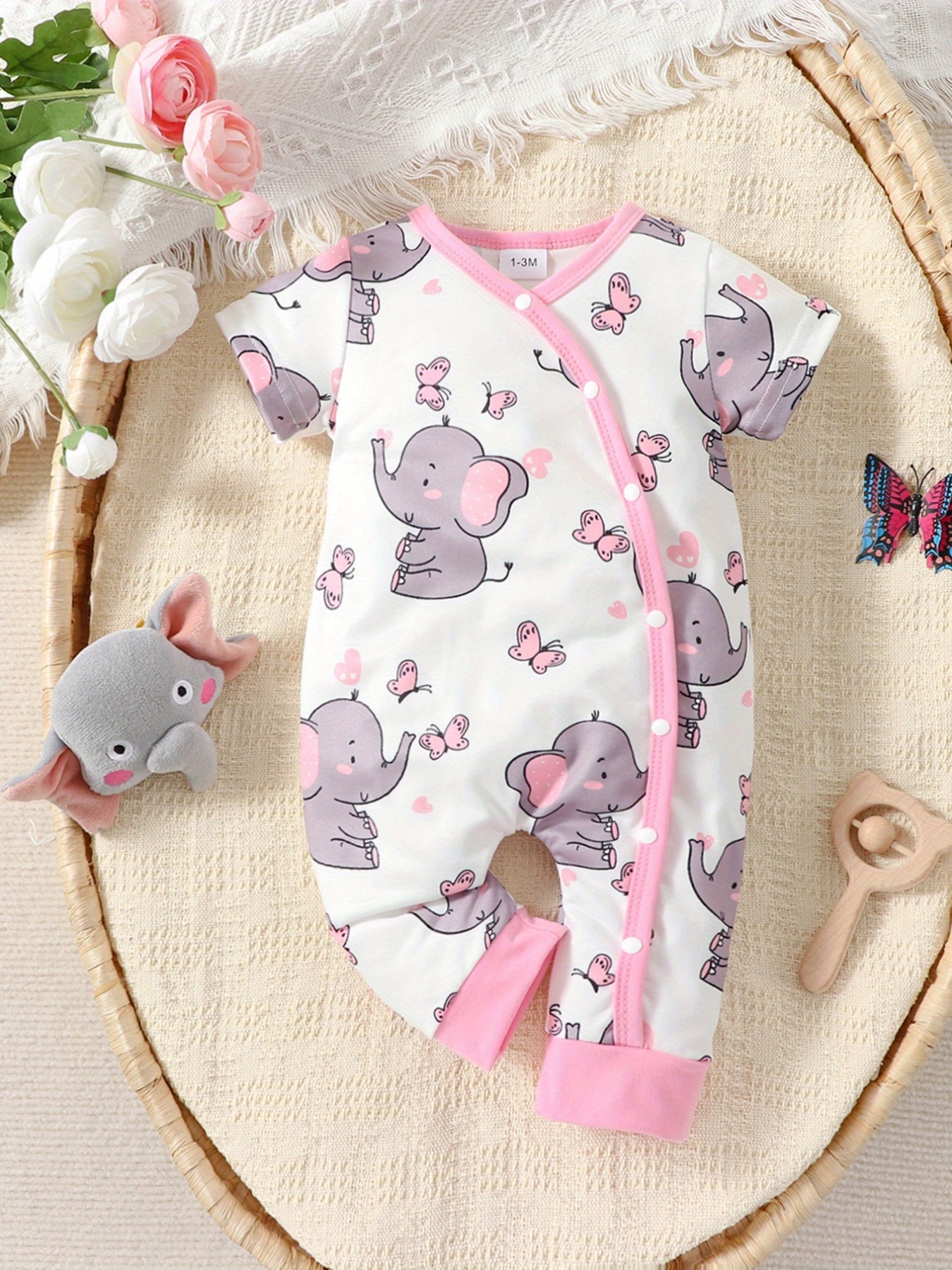 Dazzerake Ensemble Bébé Fille Tenue Bébé 3 Pièces Imprimé Éléphant