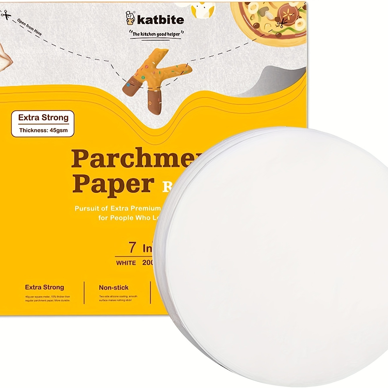 Katbite Heavy Duty Parchment Paper Roll & Slide Cutter for 15 Inches  Plastic Food Wrap