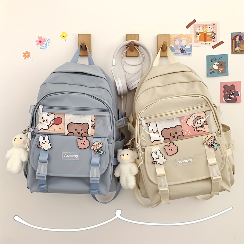 Large Capacity Mutli-pocket Backpack, Cute Duck Pendant Bookbag, Perfect School  Bag For Student Commuting - Temu