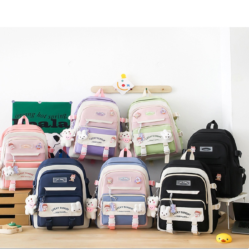Casual Simple Multi-layer School Bag Large Capacity Student Backpack With  Duck Pendant Travel Bag - Temu
