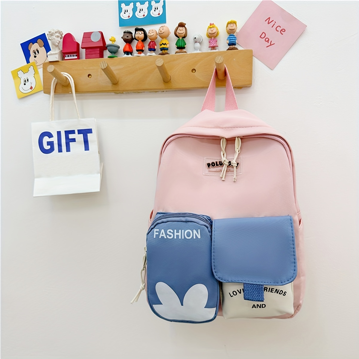 Kawaii Backpack with Cute Plush Accessories Simple Modern Backpack Big  Capacity Backpack Lightweight Handbag Messenger Bag