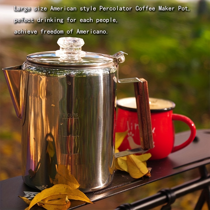 1.2L Outdoor 9 Cup Stainless Steel Percolator Coffee Pot Coffee Maker for  Camping Home Kitchen Coffee Milk Mugs Cup 2023 - AliExpress