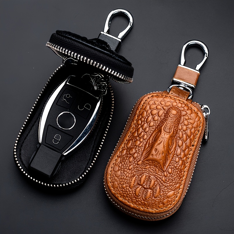 Sac à clés créatif en cuir de première couche, sac de rangement de clés  fait à la main, sac à clés de voiture en cuir véritable