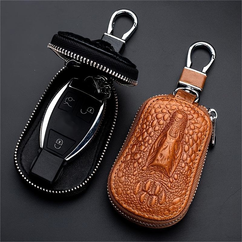 Porte-clés de voiture Portefeuille en cuir compact Rétro en cuir véritable  Fait à la main