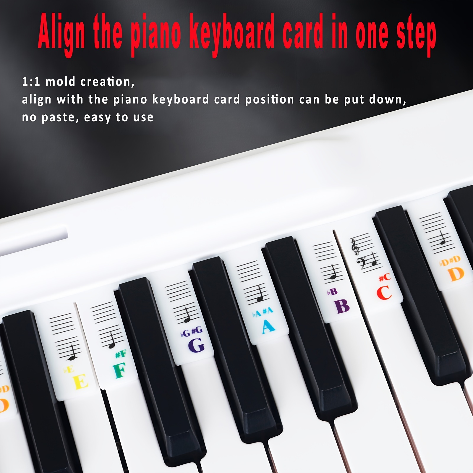 1 Pièce Étiquette De Note De Clavier De Piano Amovible, Autocollant En  Silicone Réutilisable Pour Piano Adapté À 88 Touches Pour Piano, Mode en  ligne