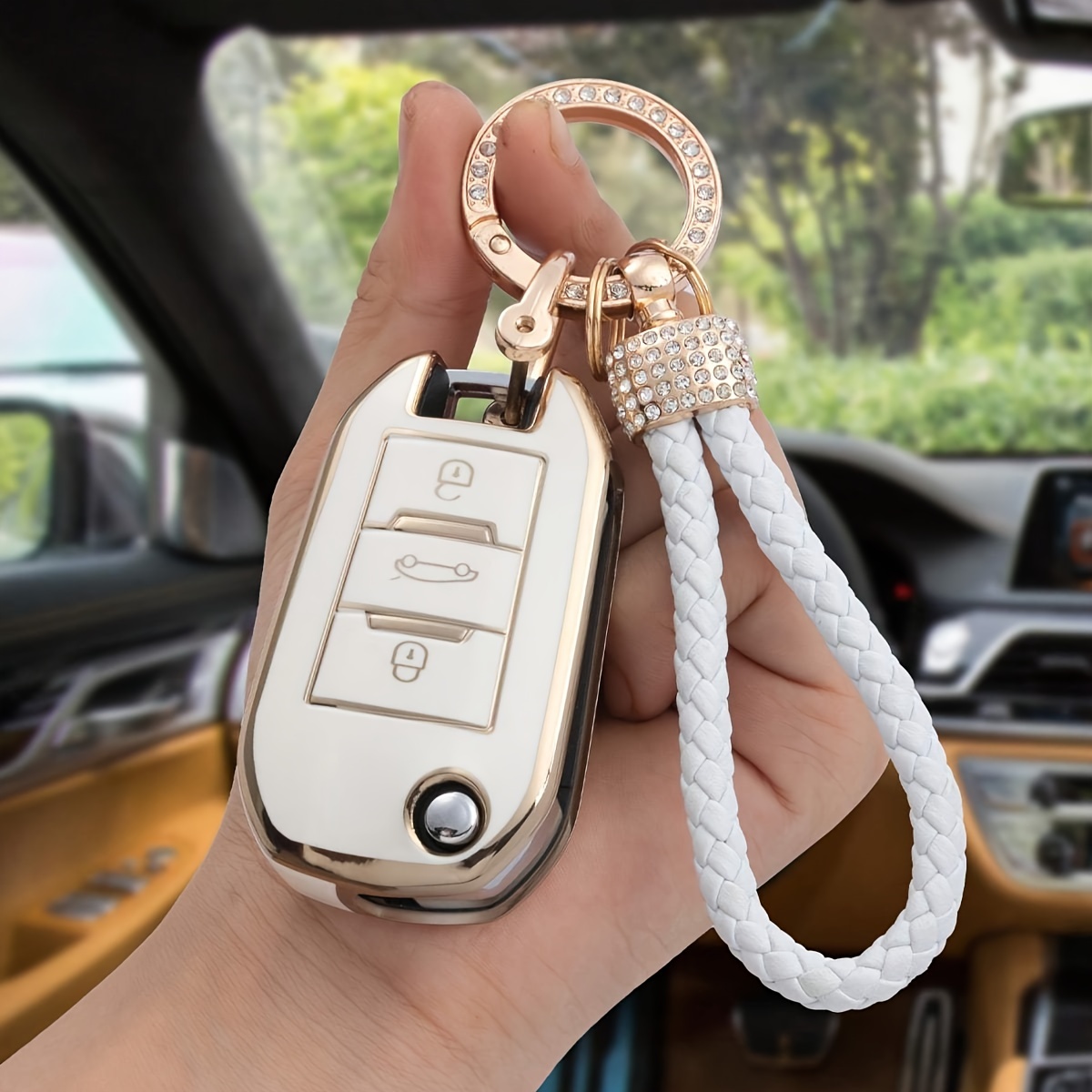 Car Key Case Key Box Cover Keychain Key Holder Peugeot 308 - Temu