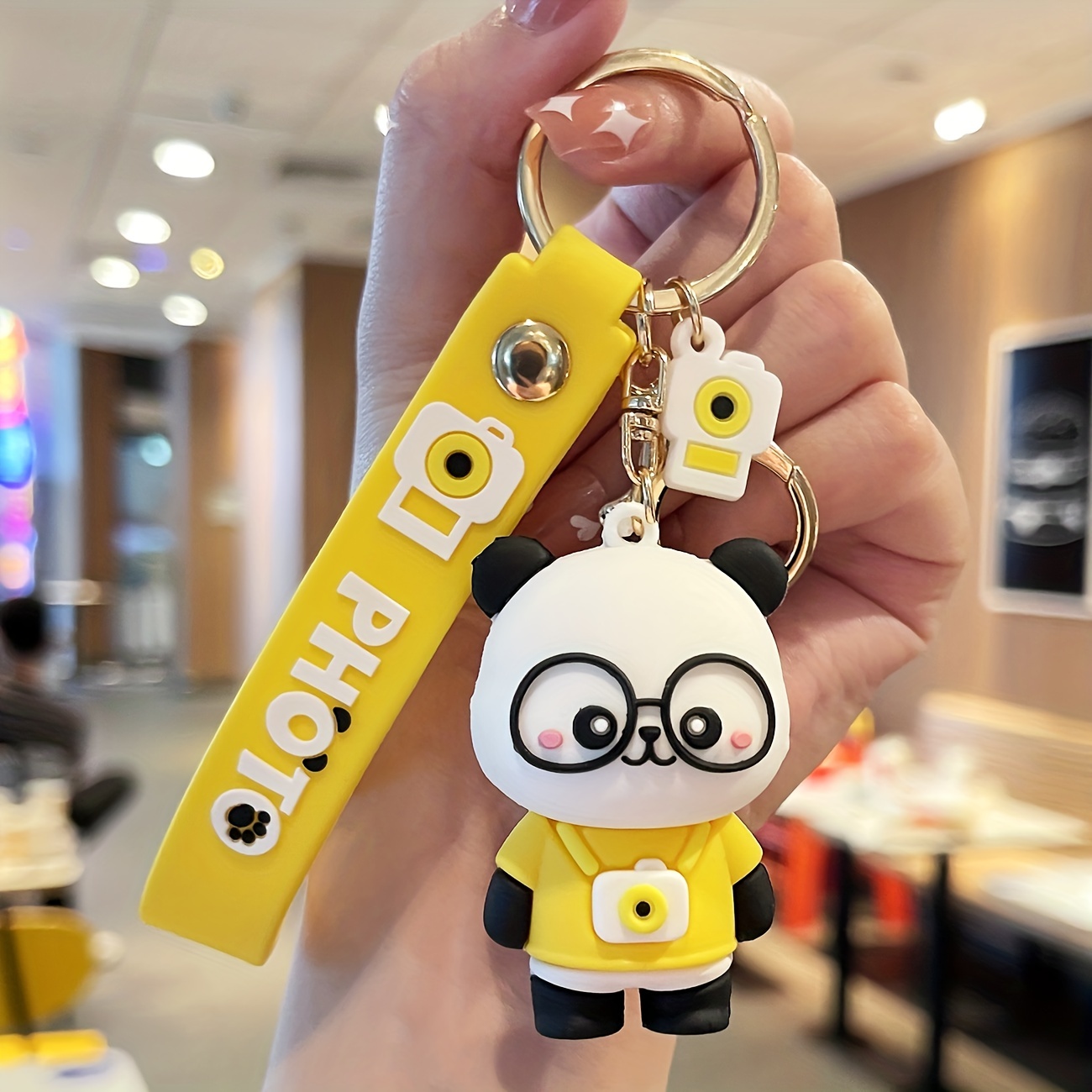 Cute cartoon Panda keychain Silicone Key chains For Women 3D Animal  Keyrings Charm Car Key Holder bag ornaments gifts