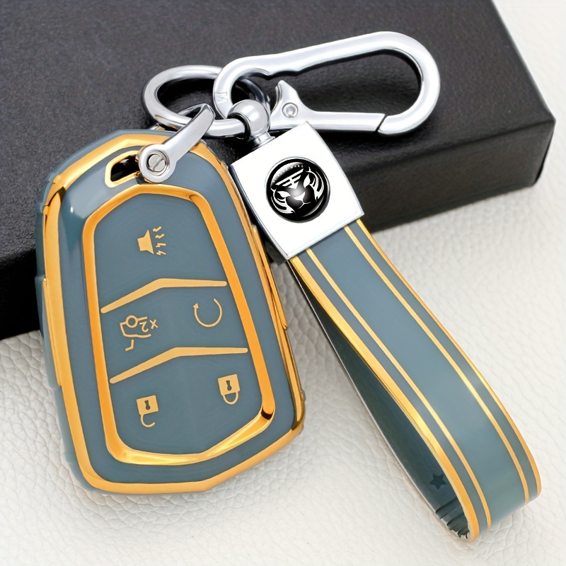 5 Buttons Tpu Jade Pattern Car Key Case Cover For Srx/xts/cts/xt 6/atsl For  Men And Women Keychain Car Accessories - Temu