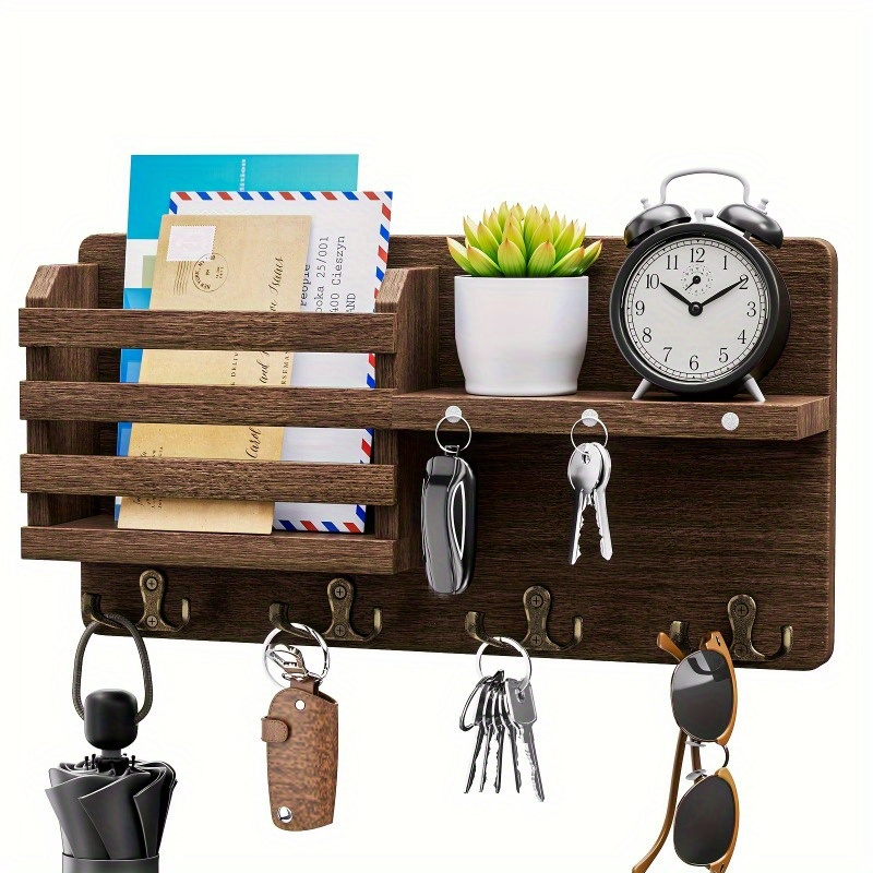Comfify Key Holder for Wall “Keys Decorative Farmhouse Rustic Wall Mounted  Key Holder - 4 Key Hooks - Home Vintage Key Rack for Entryway with Screws