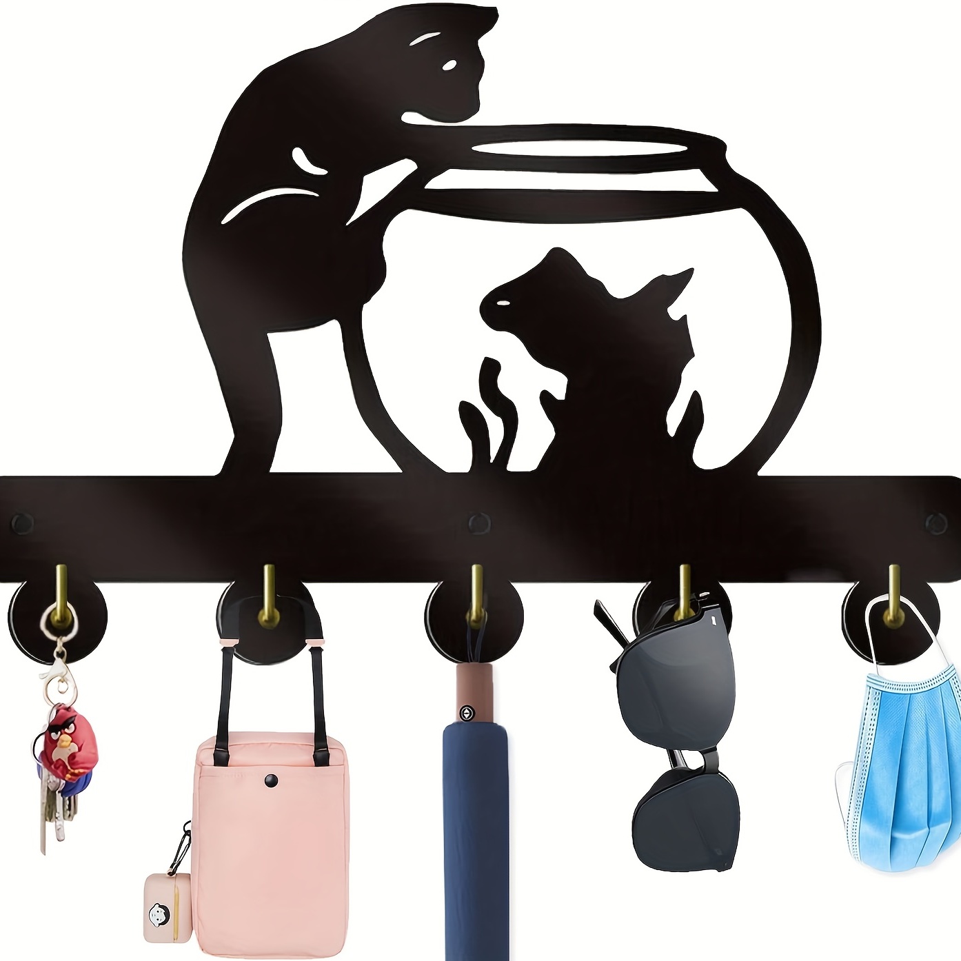 1pair Cute Cat Magnetic Hooks Cartoon Cat Shaped Wall Mount Strong Magnet  Holder Hook For Remote Control Storage Holder Home Organizer Hooks