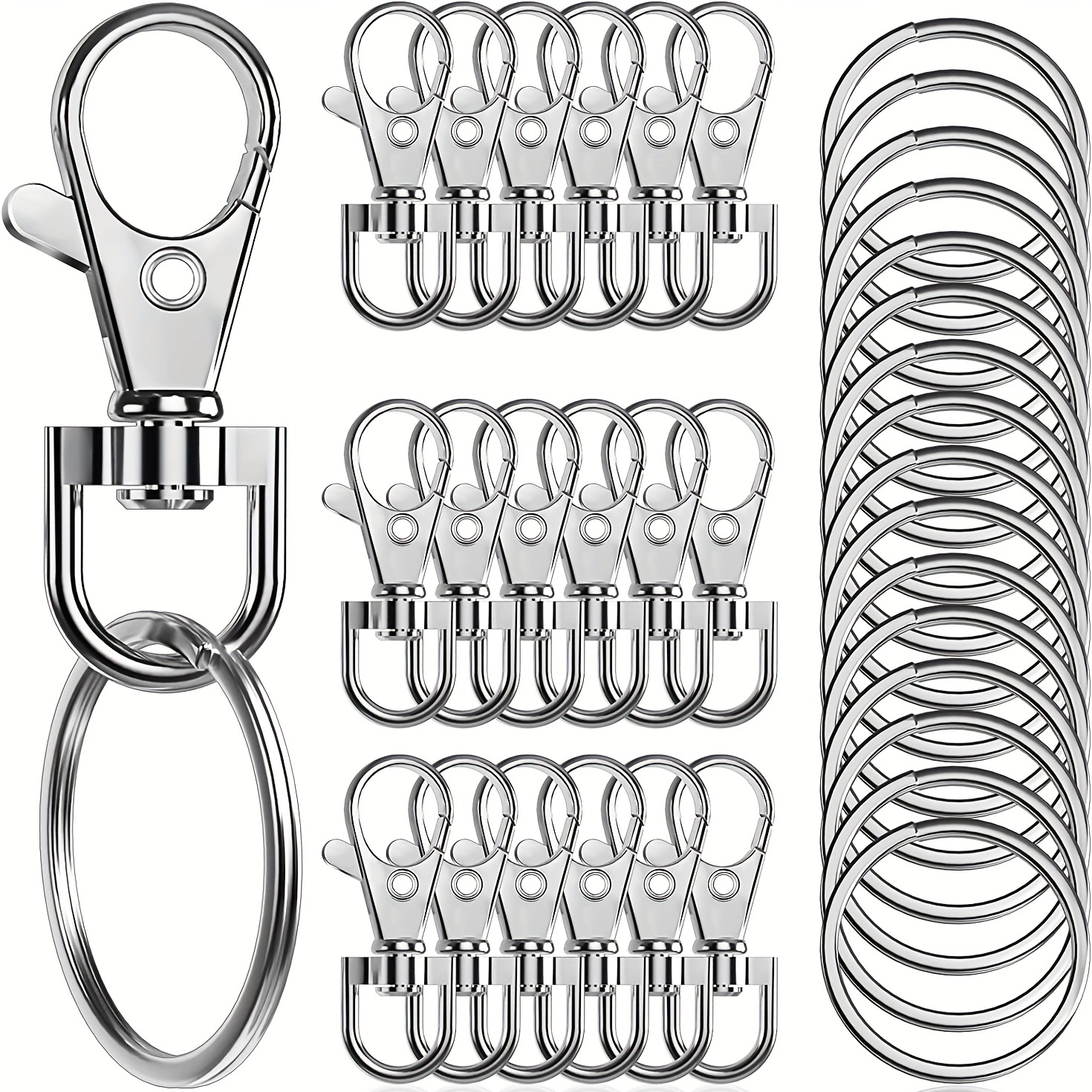 24pcs Metal Swivel Clasps Lanyard Snap Hook Premium Lobster Claw Clasp  Keychain Clip with Key Ring Jump Ring for Jewelry Making, Purses, DIY Art