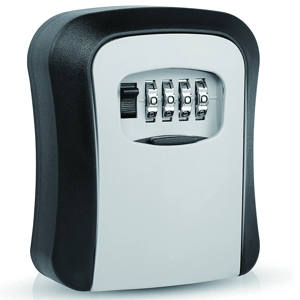  HUANLANG Caja de bloqueo de llave para montaje en pared, caja  de bloqueo de combinación de 12 dígitos, caja de seguridad impermeable para  exteriores, caja de almacenamiento de llaves de gran