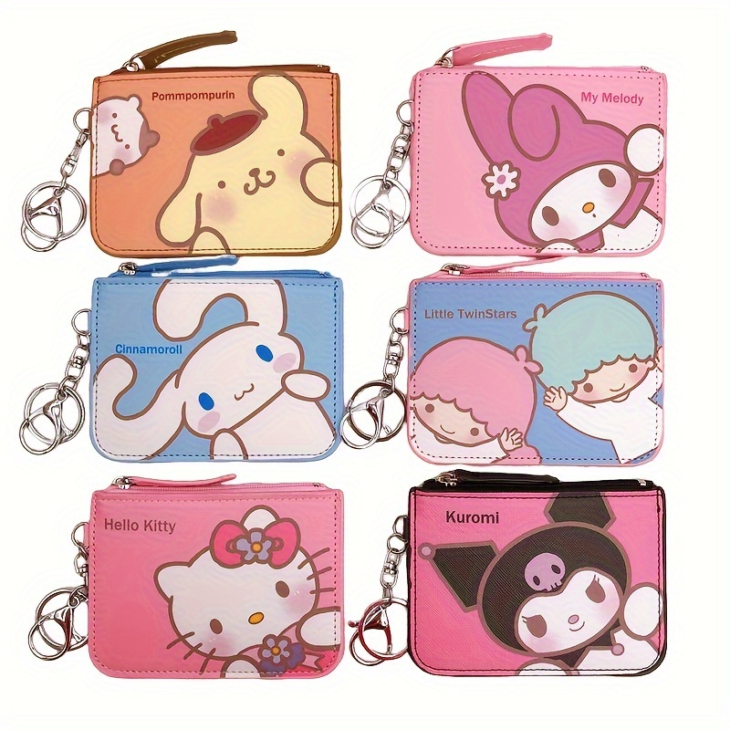 1pc Cute Peach Sanrio Keychain Kawaii Kuromi Melody Cartoon Keyring Trendy  Hanging Pendant Car Key Ring Bag Charms For Women Girls