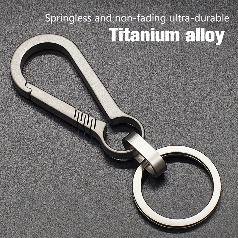 1/2 Pcs Super Light TC4 Titanium Alloy Small Key Rings Buckle Pendant  Cowhide Man Car Keychain for Male Gift EDC Outdoor Tool