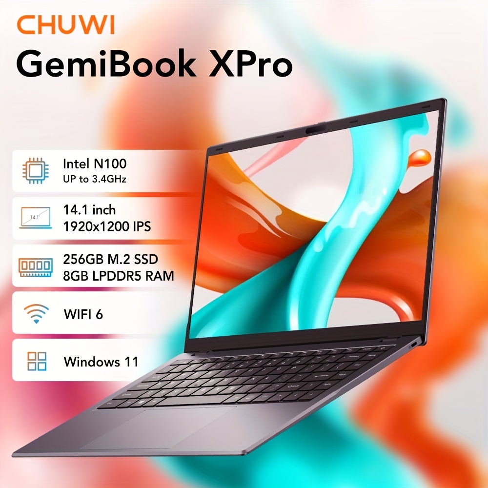 CHUWI GemiBook XPro 14.1'' Laptop, Intel 12th Gen N100(up to 3.4GHz),256GB  SSD 8GB LPDDR5, Windows 11 Laptop Computer, 1920X1080 FHD Display, WiFi