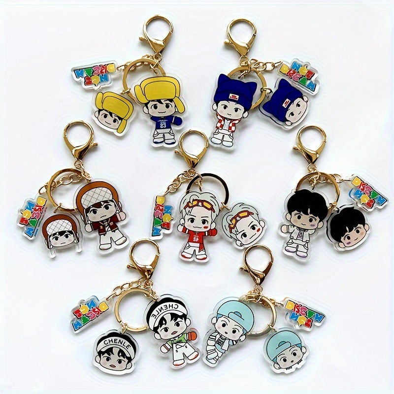 7pcs Korean Cartoon Acrylic Keychain Mixed Color Cute Small Key Ring Gift  Key Ring Bagpack Keychain Set Hip Hop Style For Party Favors Goodie Bag  Fill