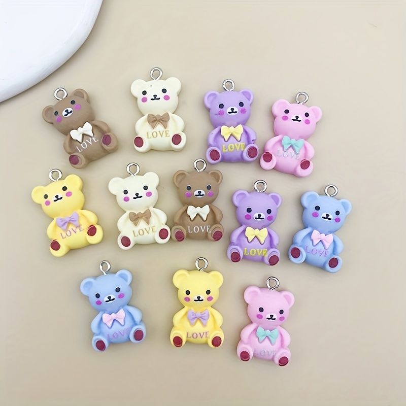 Lot Little Bear Charm Cartoon Resin 3D Cartoon Cute Bear Charms Pendant for DIY Jewelry Making , Bracelet Making , Bangle Making