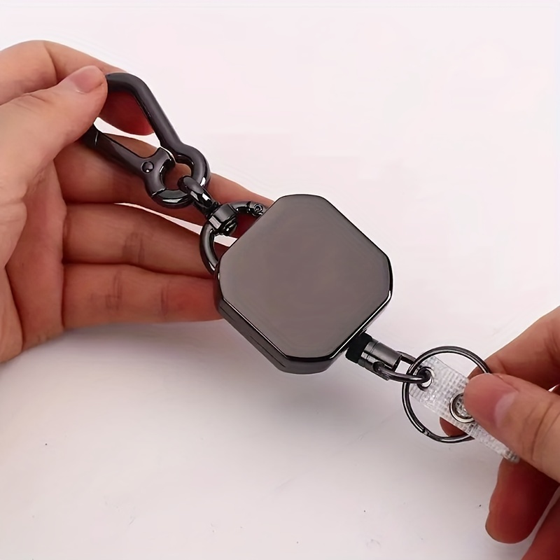 Retractable Key Chain Stainless Heavy Duty Retractable Id Badge Holder with  Easy-pull Reel Vertical Lanyard for Anti-lost - AliExpress