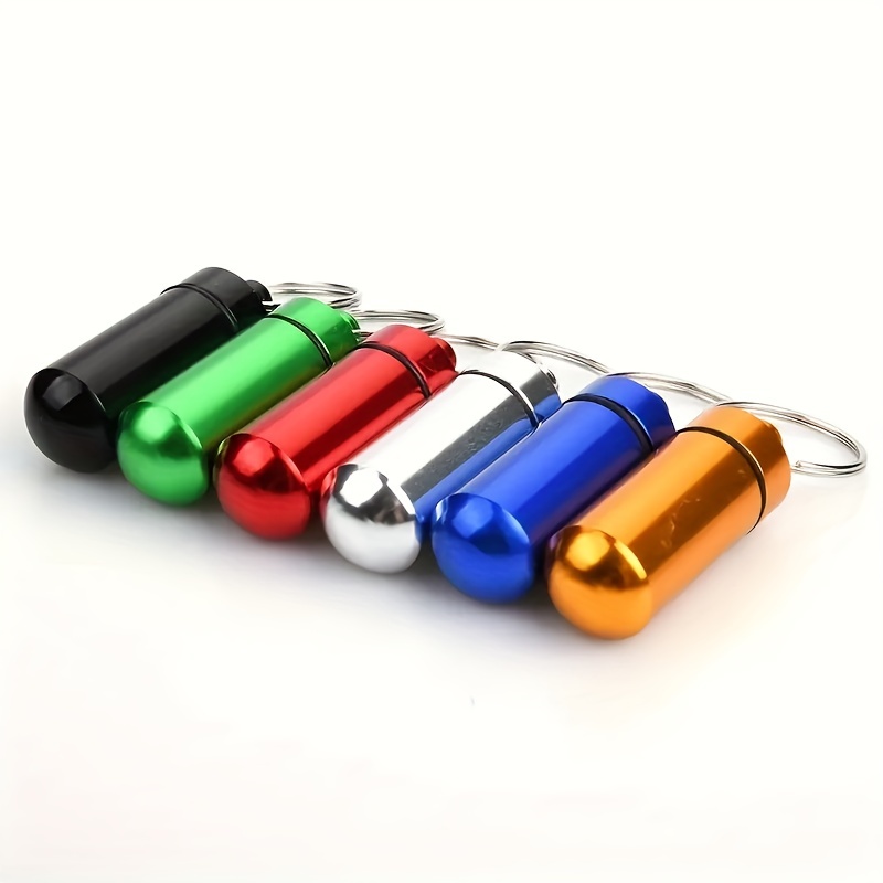 Waterproof Pill Bottle Aluminum, 8pcs Outdoor Capsule Keychain