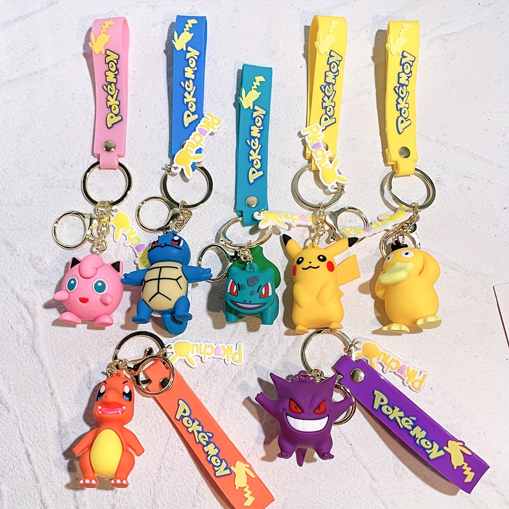 Authentic Pokemon Action Figure Pikachu Keychain Pokémon Keychain Squirtle  Psyduck Keychain Backpack Pendant Model Car Keychains