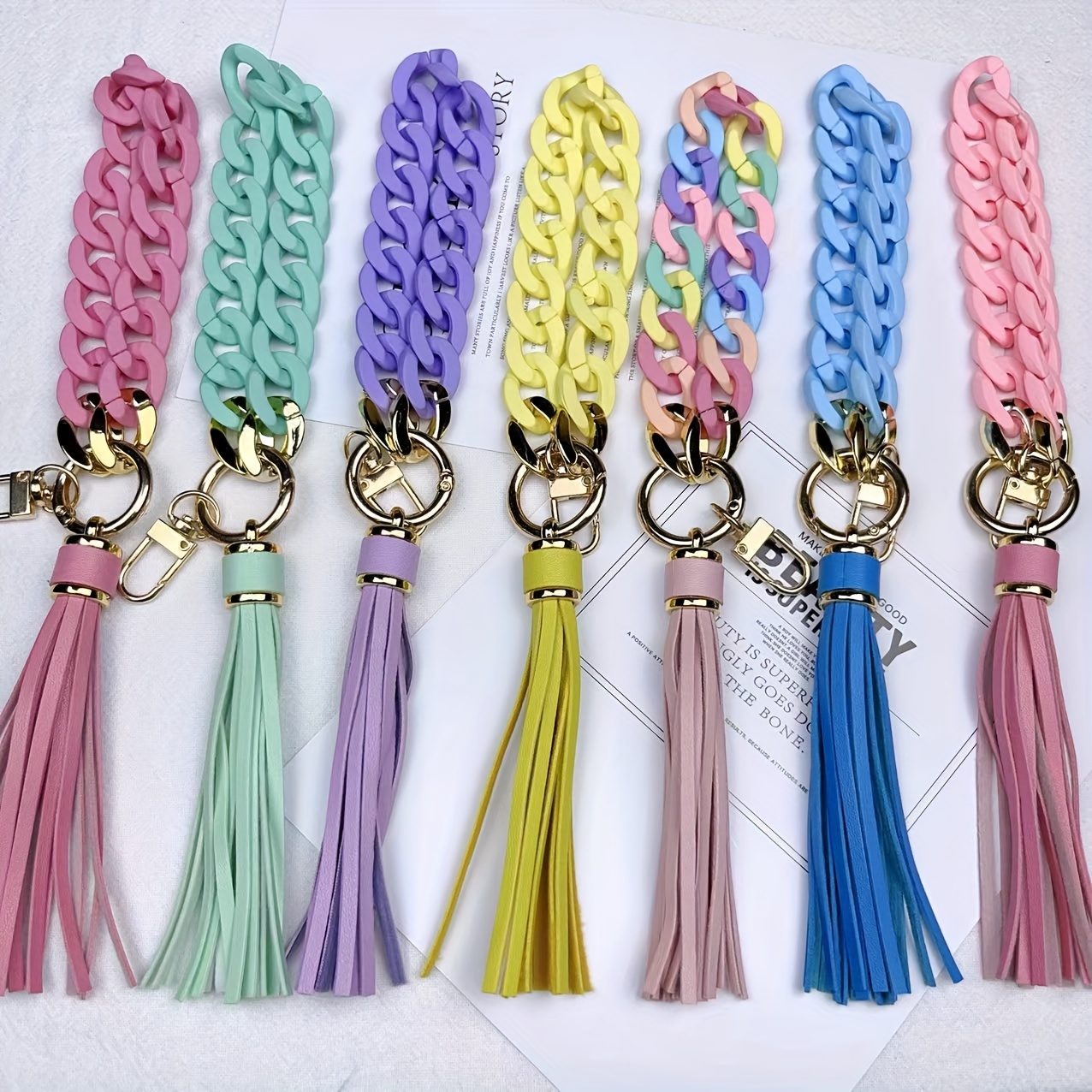 1pc Leather Tassel Charm Keychain Solid Key Ring Minimalist Bag Accessory Car Pendant Phone Ornament,Temu