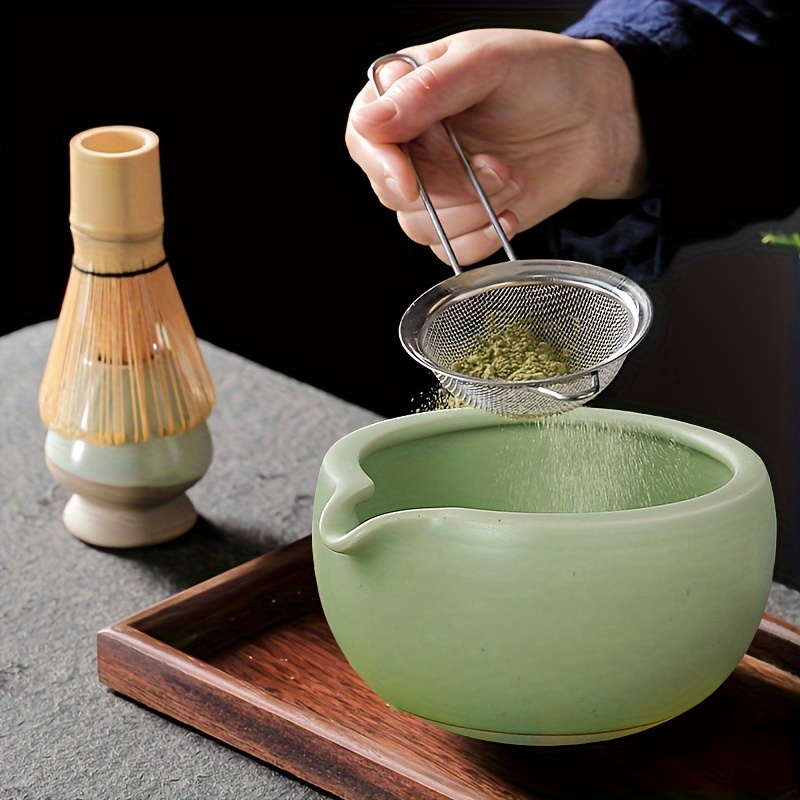 Matcha Tool, Matcha Spoon, Chasen, Chashaku, Textured Glass Matcha Bowl  With Pouring Spout - Handmade Japanese Style Matcha Green Tea Ceremony  Chawan Big Glass Salad Porridge Juice Bowl Cup - Temu