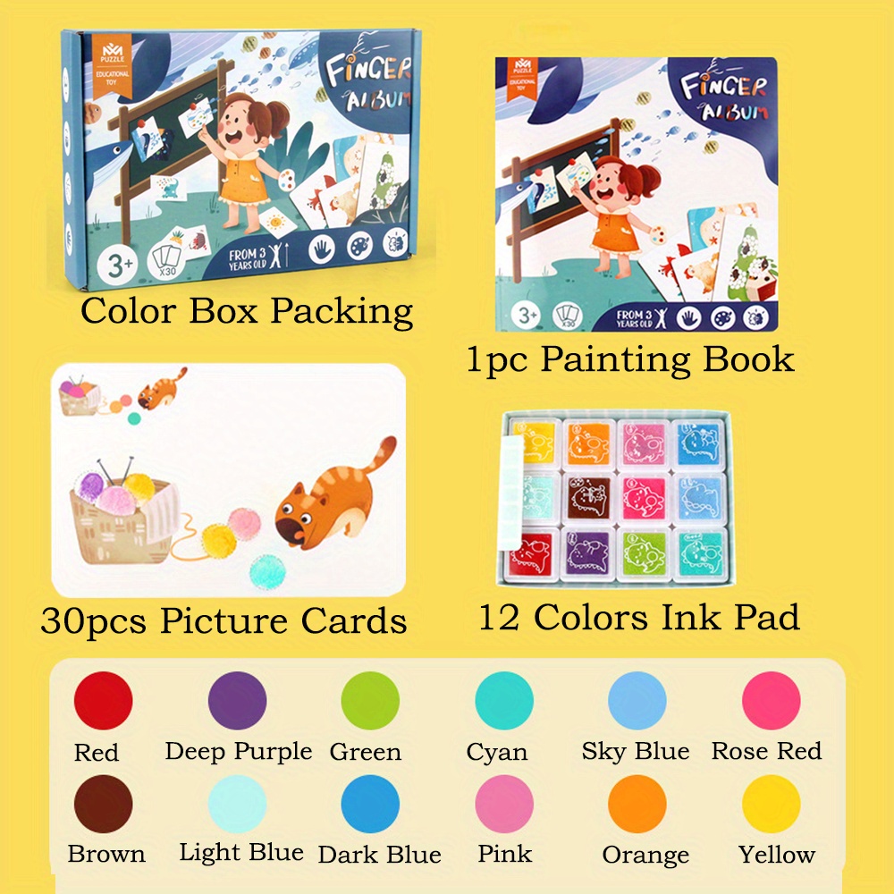 Funny Finger Painting Kit and Book - 12 Color Finger Painting Kit for Kids  Ages 4-8, Finger Drawing Crafts Mud Painting Kit for Painting DIY Crafts