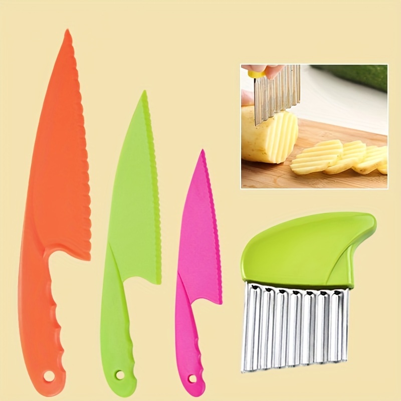 HOTEC Kitchen Nylon Knife set with Cutting Board for Safe Kids Real Cooking  Knives BPA Free Fruits, Vegetables, Cakes Cutter