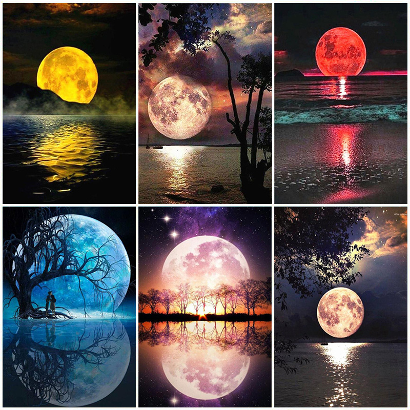 Moon Abstract Art 5d Diy Diamond Painting Embroidery Psychedelic