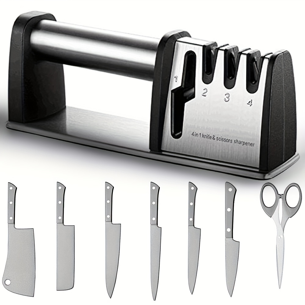 5-in-1 Kitchen Knife And Scissor Sharpener - Effortlessly Sharpen Your  Cutting Tools With One Tool - Temu