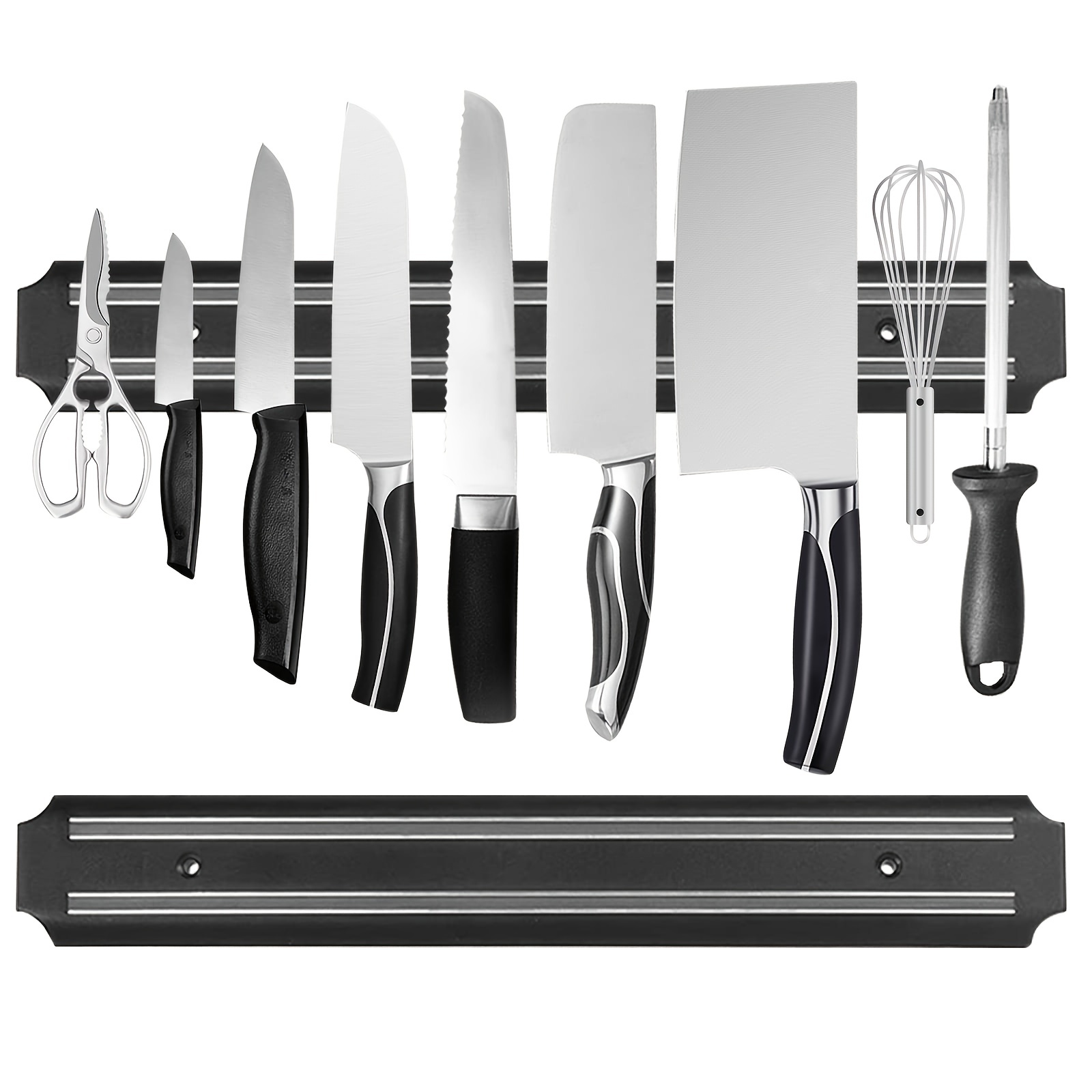 XINZUO-soporte magnético para cuchillos, herramientas de cocina de 40cm,  montaje en pared para Metal, bloque de madera maciza de nogal, potente  fuerza magnética