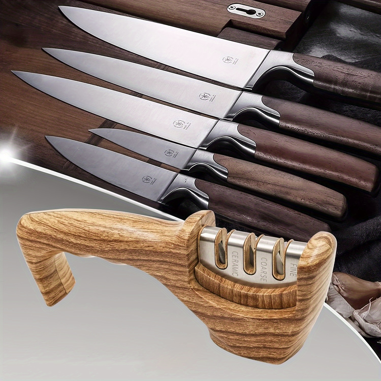 Juego de cuchillos de cocina de acero inoxidable con patrón - Temu