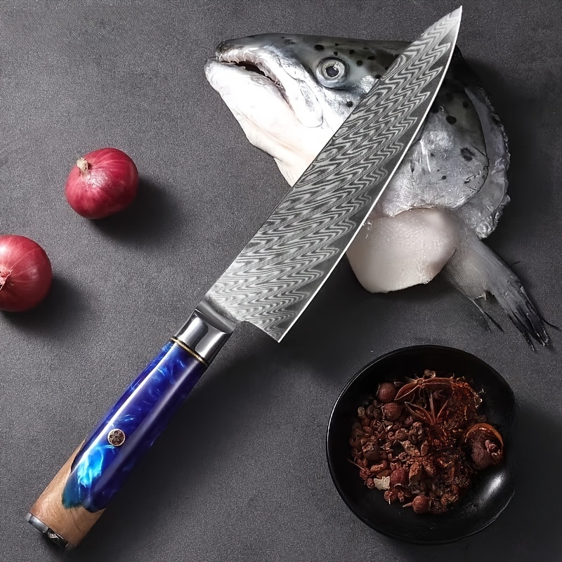 1 Set Of Outdoor Art Knife Damascus Steel Kitchen Peeler With Sheath Fruit  Picnic Knife And Vegetable Chopping Knife L9195