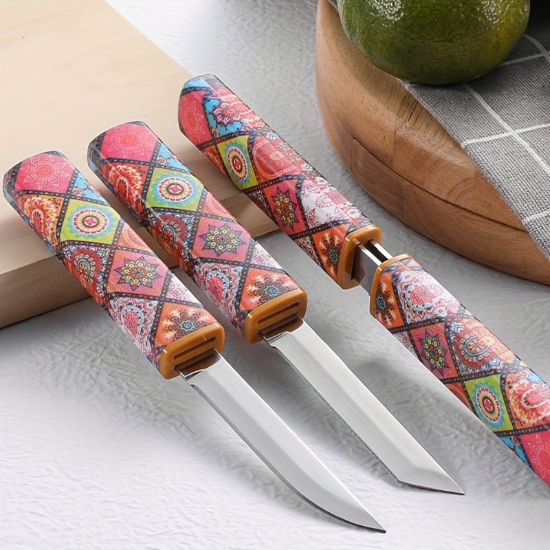 2 In 1 Dragon And Phoenixs Portable Fruit Knife - Outdoor Camping Double  Blades Knife Set 