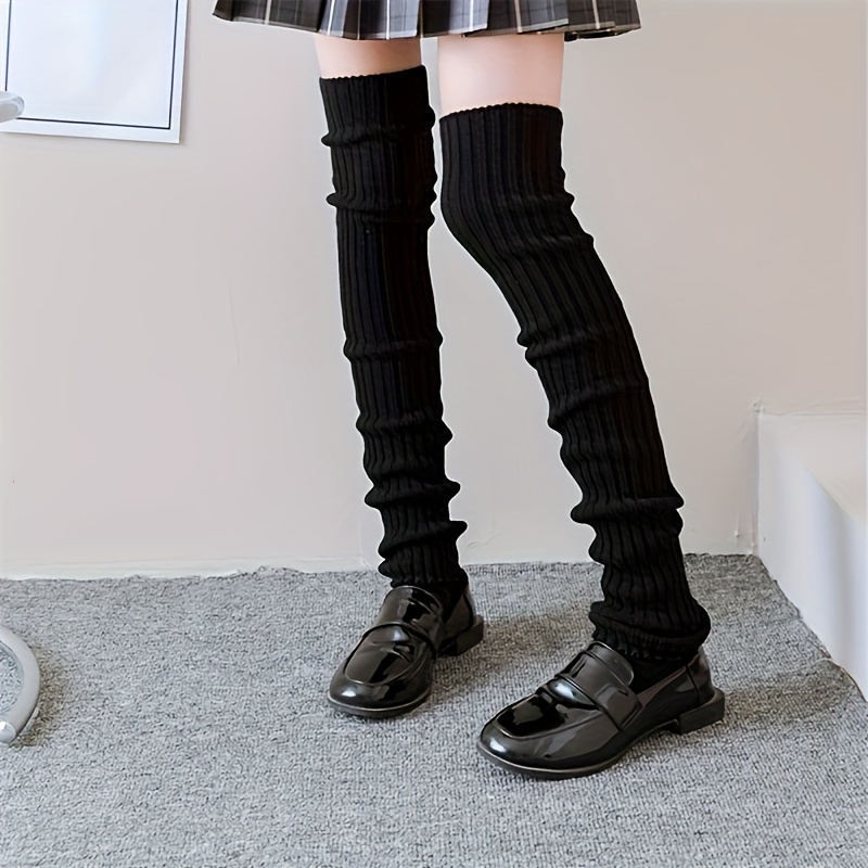 Academic Style Leg Warmers Harajuku Punk Style Ribbed Knit - Temu
