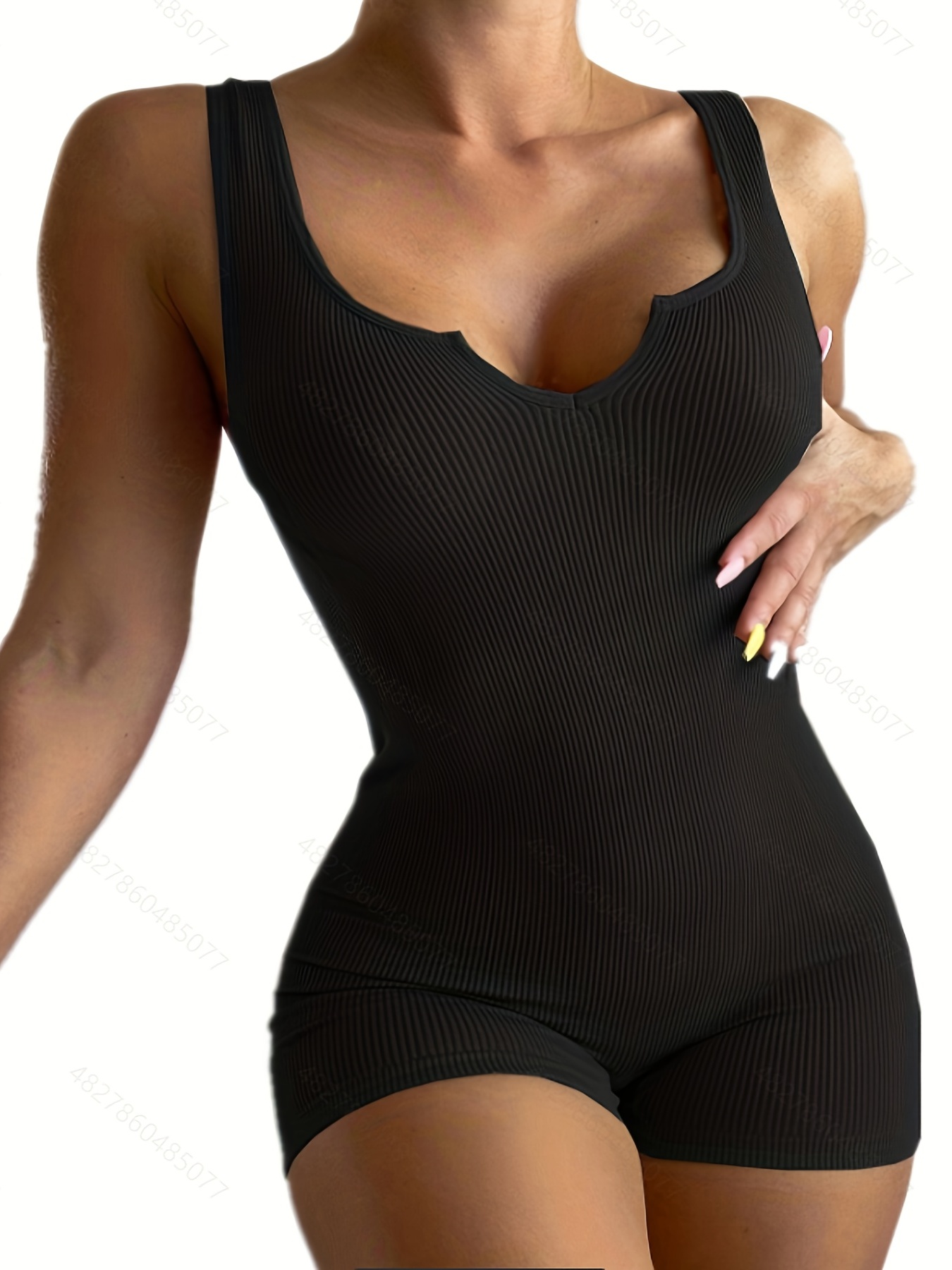 Womens Plain Bodysuit Mock Neck Crotchless Leotard Jumpsuit Thong Tops  Nightwear