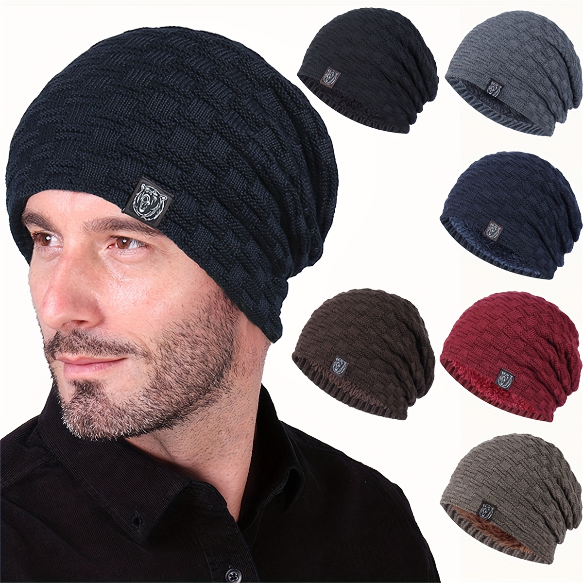 1pc Gorro Lana Gruesa Hombre Otoño Invierno Gorro Algodón - Temu