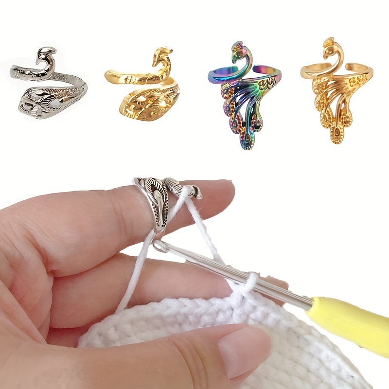3Pcs Crochet Rings for Women Cute Cat Design Finger Guide Yarn Ring  Adjustable Braided Alloy Ring