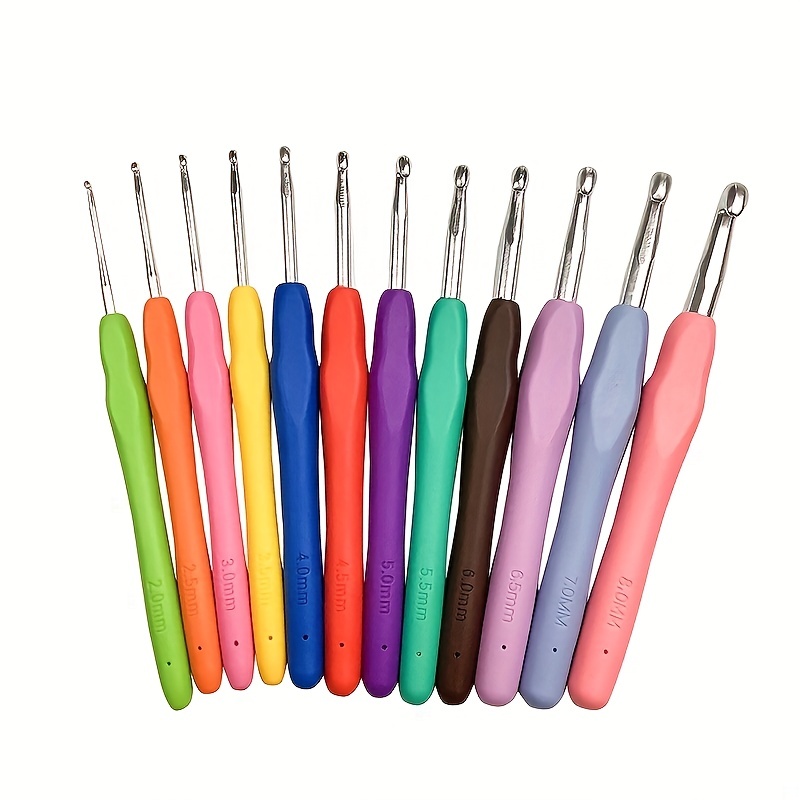 Brand New 12 Pcs Set Plastic Crochet Hooks Sizes 2.0mm to 10.0mm Pastel  Colors Weave Knitting Crochet Spinning Craft 