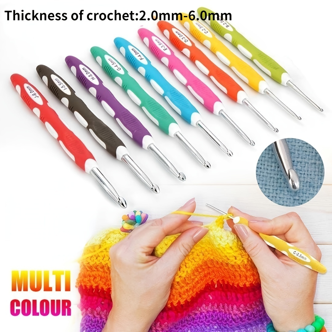 1 Piece Ergonomic Crochet Hooks with Soft Handle Red Color Aluminum DIY Crochet  Needles 2.0-6.0mm Knitting Needles Women Gift