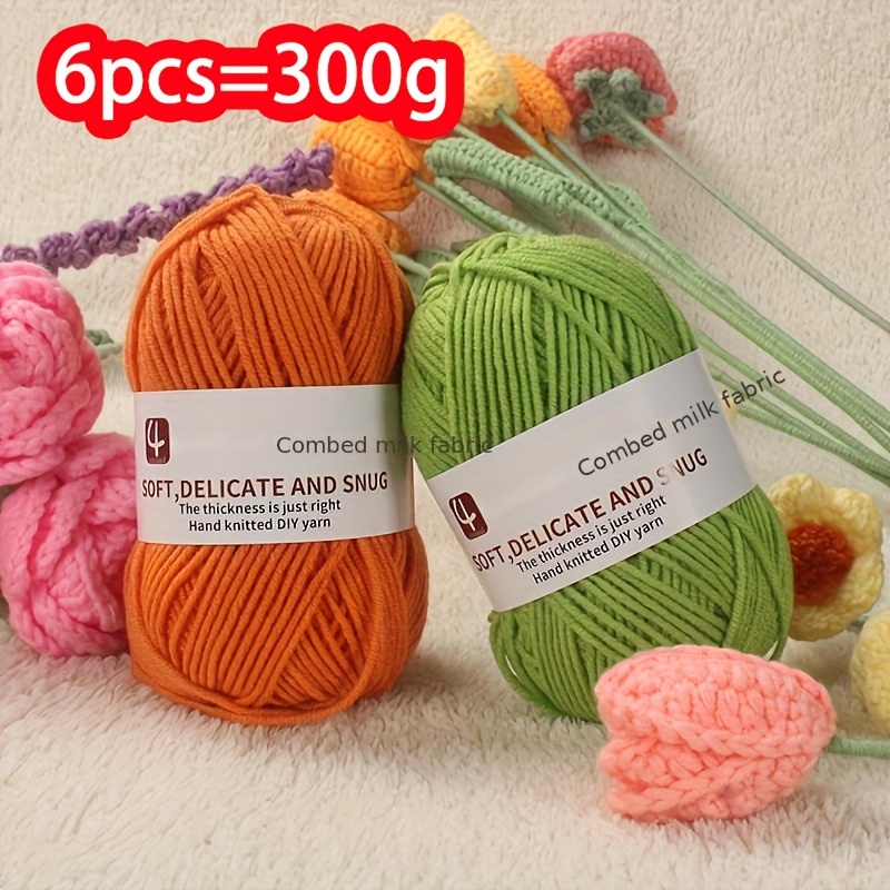 12Pcs/Set Colorful Combed Soft Baby Cotton Yarn Natural Fiber Yarn Hand  Knitting Wool Crochet Yarn for DIY Sweater