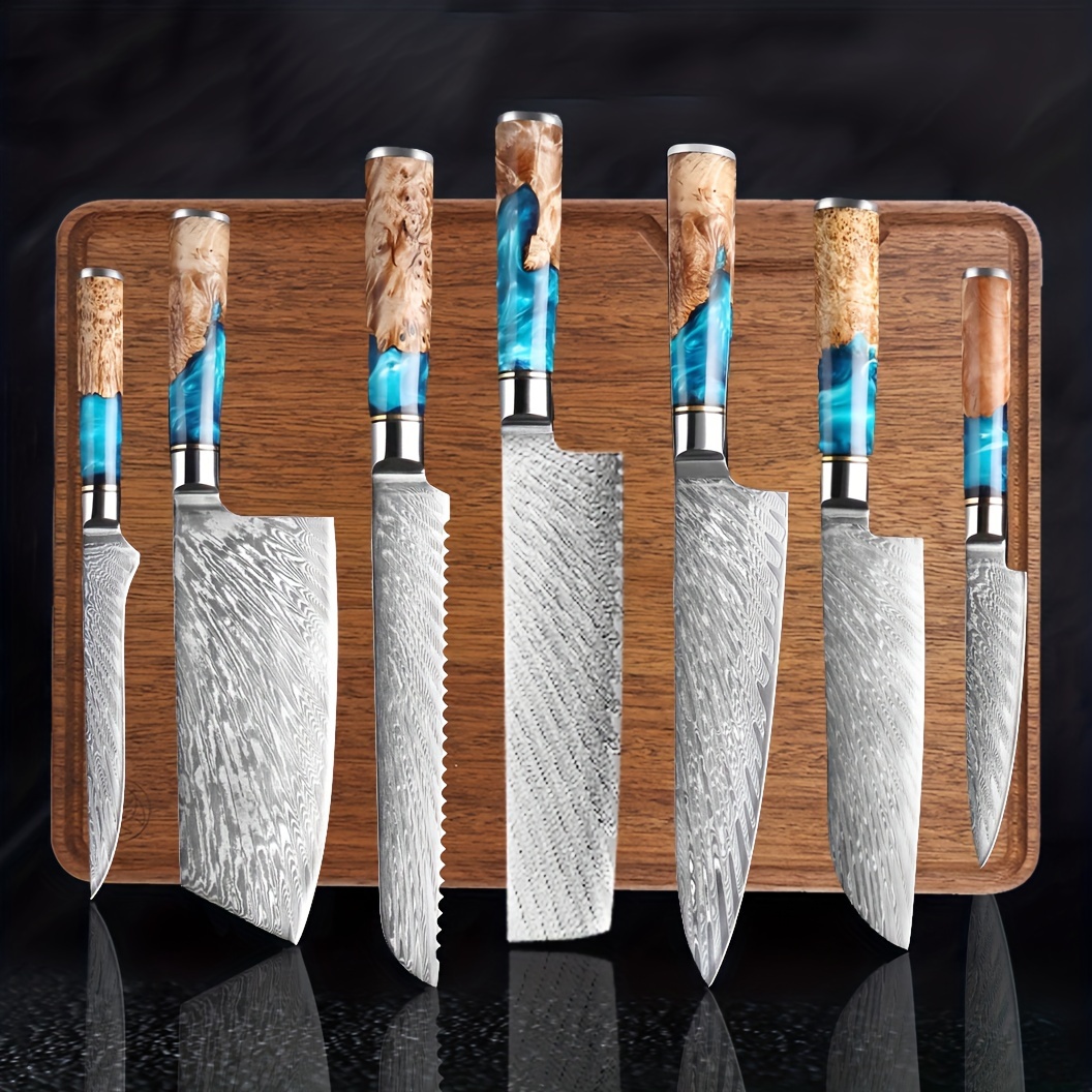 Damascus Kitchen Knife Set Kitchenware Set Chef Knife Fruit - Temu