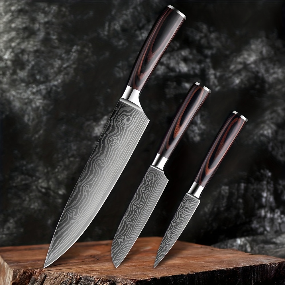 Damascus Steel Knife Set Kitchen Knife Household Kitchen - Temu