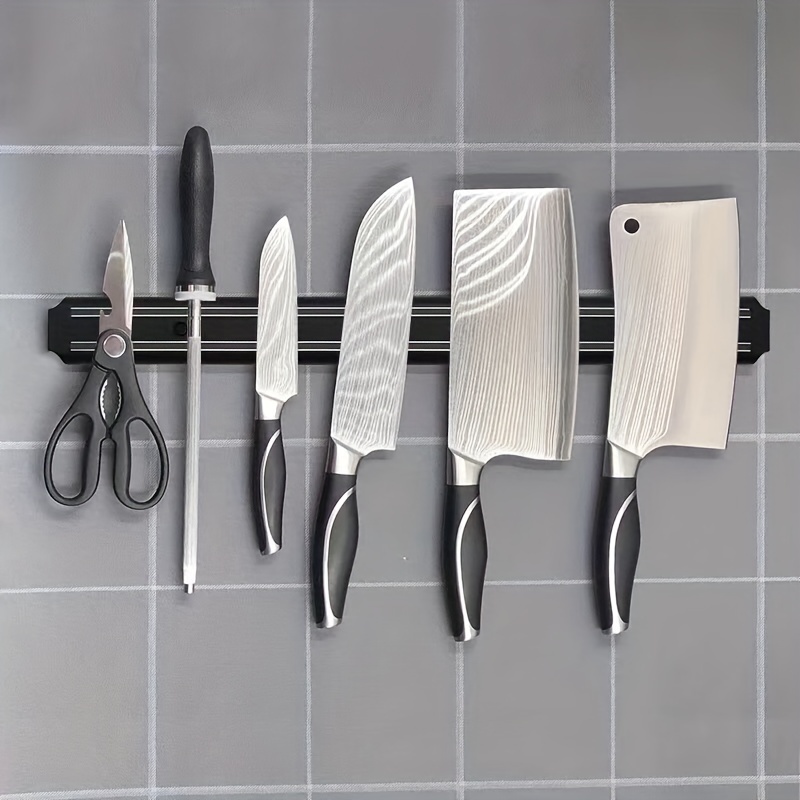  Linoroso Soporte magnético para cuchillos, soporte para  cuchillos, imán súper fuerte, cuchillos de cocina de doble cara de  almacenamiento, madera de fresno americano, base de acero inoxidable de  óxido negro 