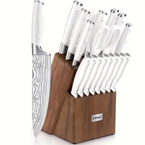 Knife Set, 14Pcs Kitchen Knife Set with Block, Professional Chef Knives  Steel US