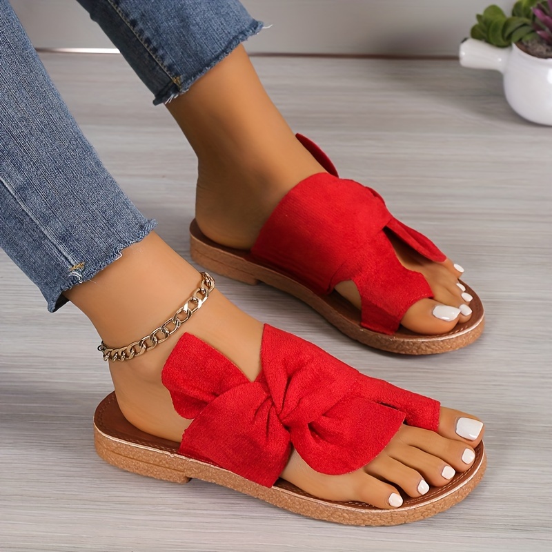 Red open toe online sandals