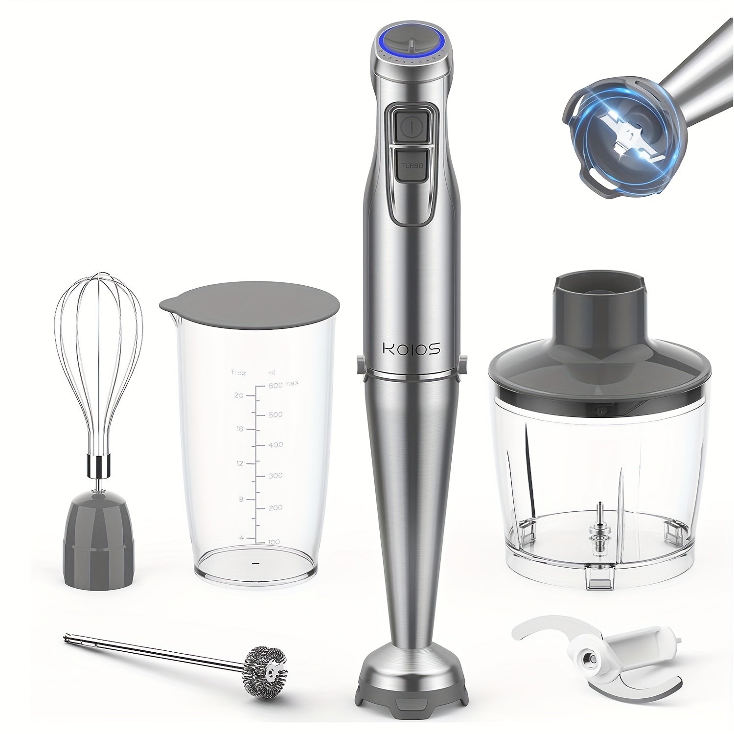 Immersion Hand Blender, 2-in-1 Multi-Purpose Hand Blender, 500W Handheld  Blender with Whisk, 20-Speed and Turbo Mode, 304 Stainless Steel Handheld  Stick Blender for Smoothies, Soup: Home & Kitchen 