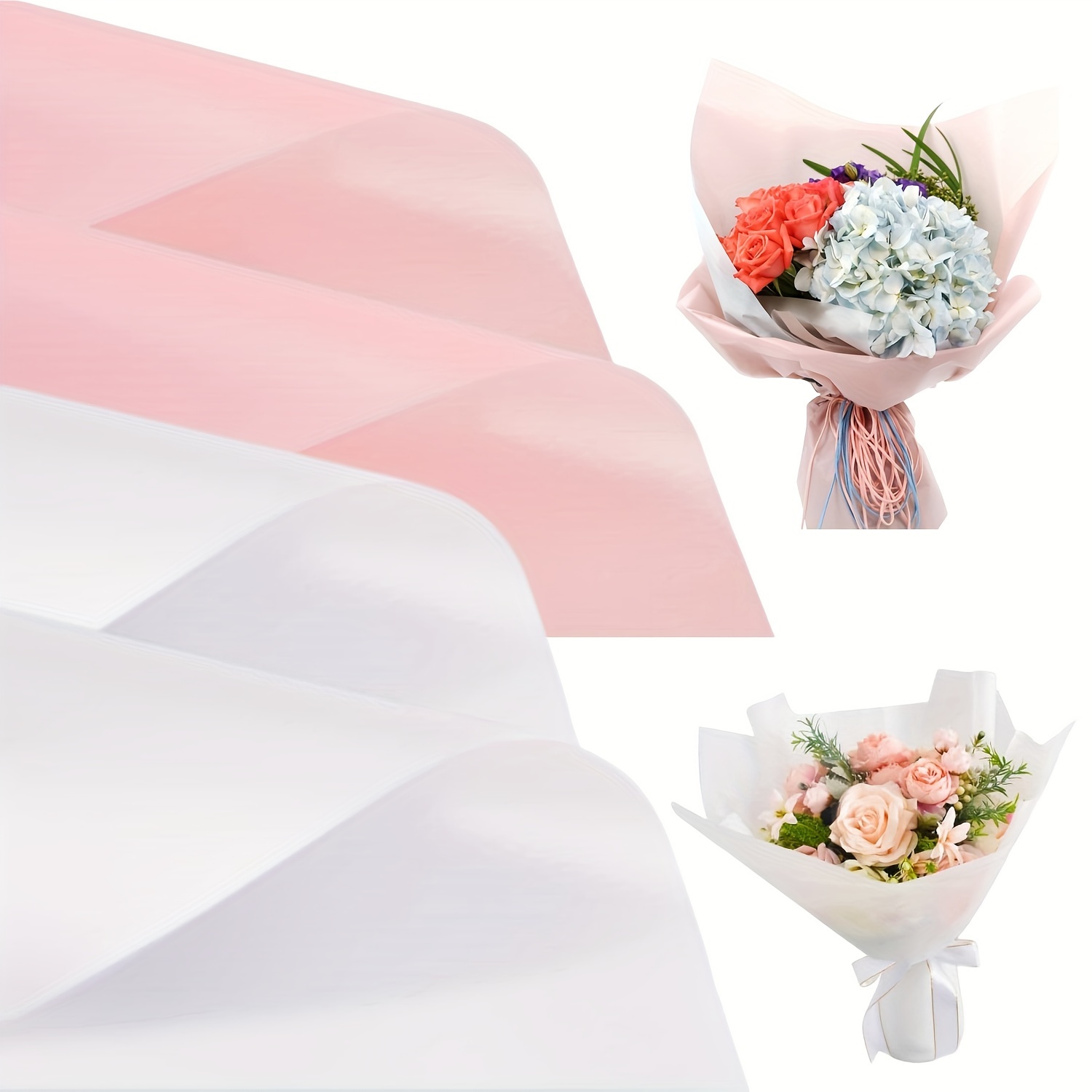 10pcs 58x58cm Black And White Nobility Wrapping Paper, Flower Bouquet  Wrapping Paper, Waterproof Paper For Party